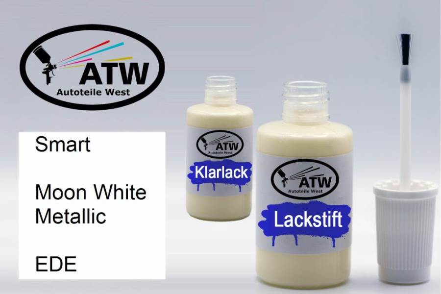 Smart, Moon White Metallic, EDE: 20ml Lackstift + 20ml Klarlack - Set, von ATW Autoteile West.